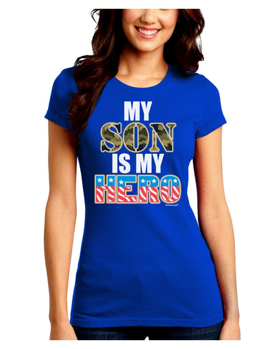 My Son is My Hero - Armed Forces Juniors Crew Dark T-Shirt by TooLoud-T-Shirts Juniors Tops-TooLoud-Royal-Blue-Juniors Fitted Small-Davson Sales