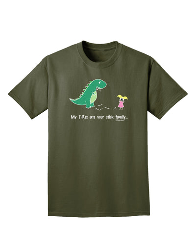 My T-Rex Ate Your Stick Family - Color Adult Dark T-Shirt by TooLoud-Mens T-Shirt-TooLoud-Military-Green-Small-Davson Sales