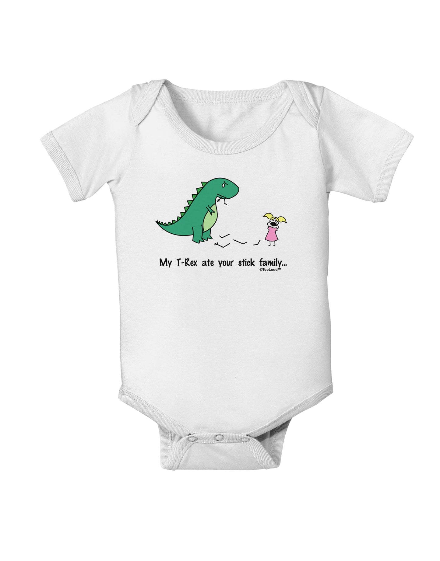 My T-Rex Ate Your Stick Family - Color Baby Romper Bodysuit by TooLoud-Baby Romper-TooLoud-White-06-Months-Davson Sales