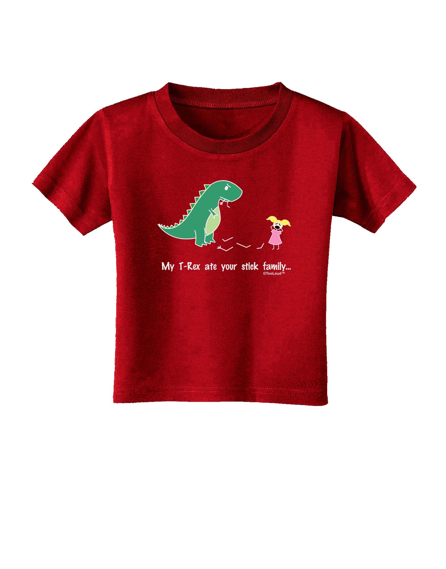 My T-Rex Ate Your Stick Family - Color Toddler T-Shirt Dark by TooLoud-Toddler T-Shirt-TooLoud-Red-2T-Davson Sales