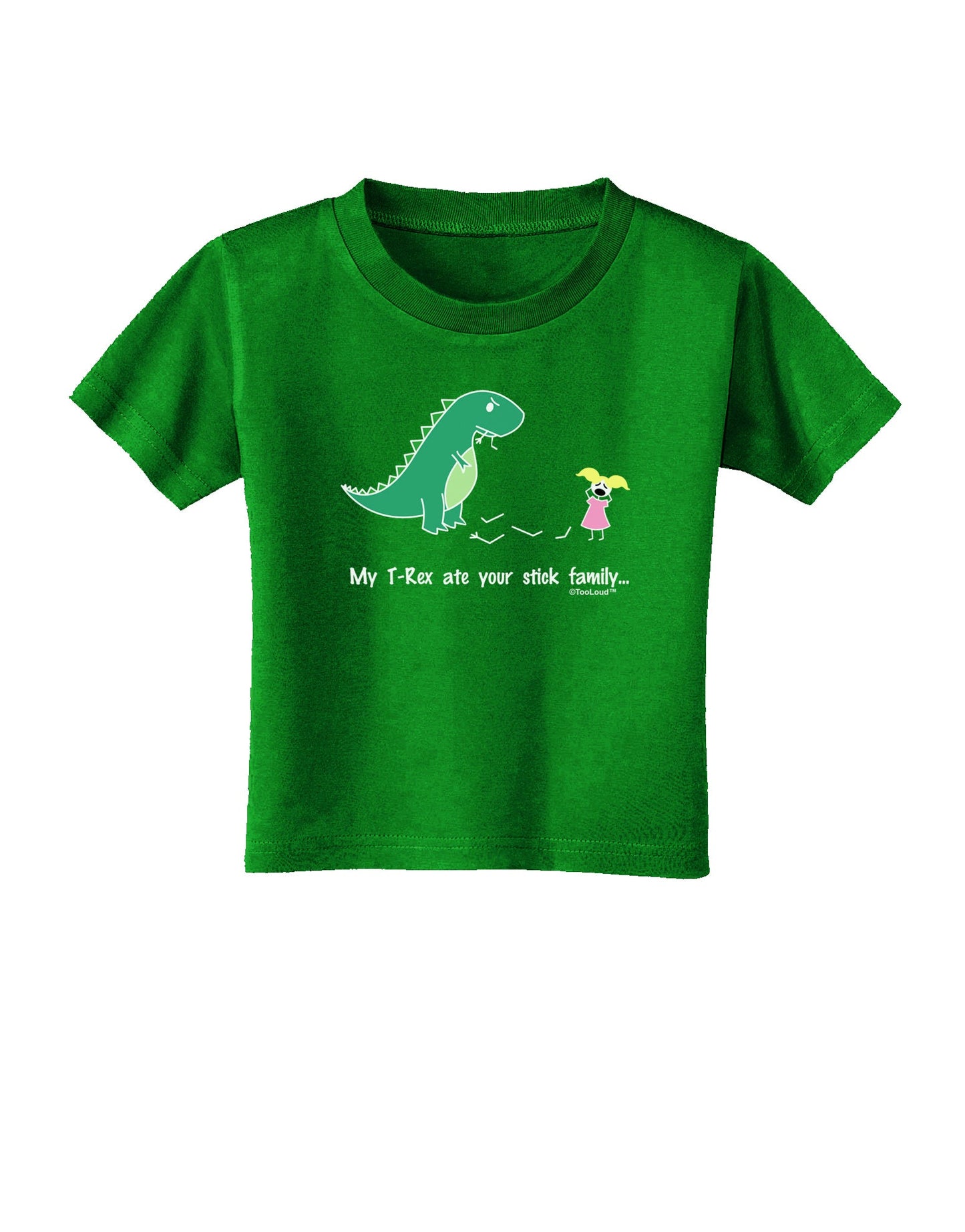 My T-Rex Ate Your Stick Family - Color Toddler T-Shirt Dark by TooLoud-Toddler T-Shirt-TooLoud-Clover-Green-2T-Davson Sales
