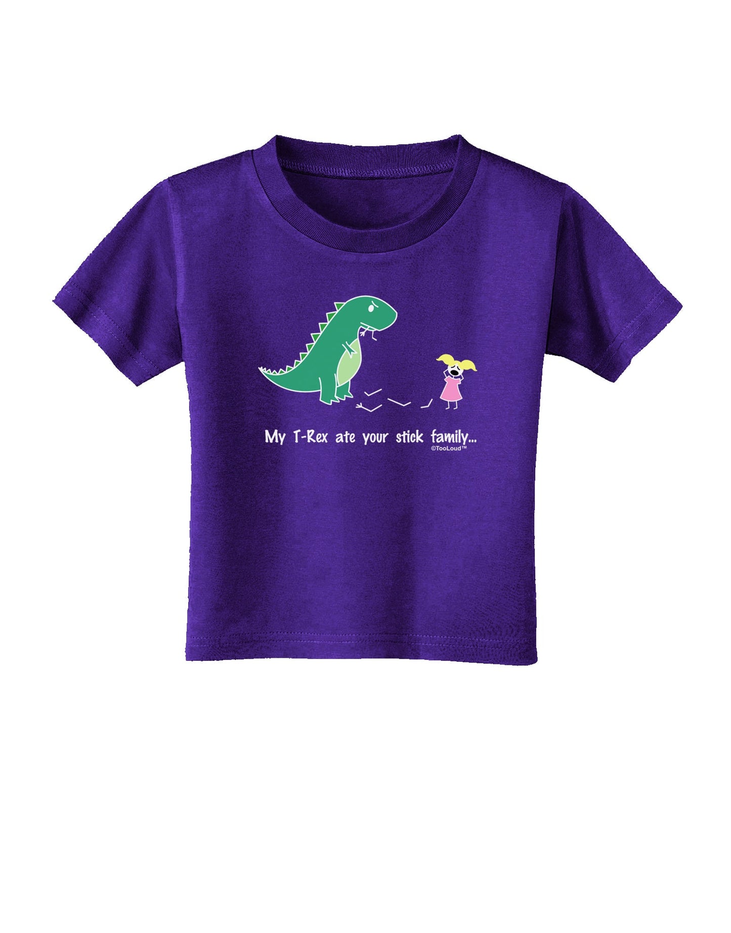 My T-Rex Ate Your Stick Family - Color Toddler T-Shirt Dark by TooLoud-Toddler T-Shirt-TooLoud-Purple-2T-Davson Sales