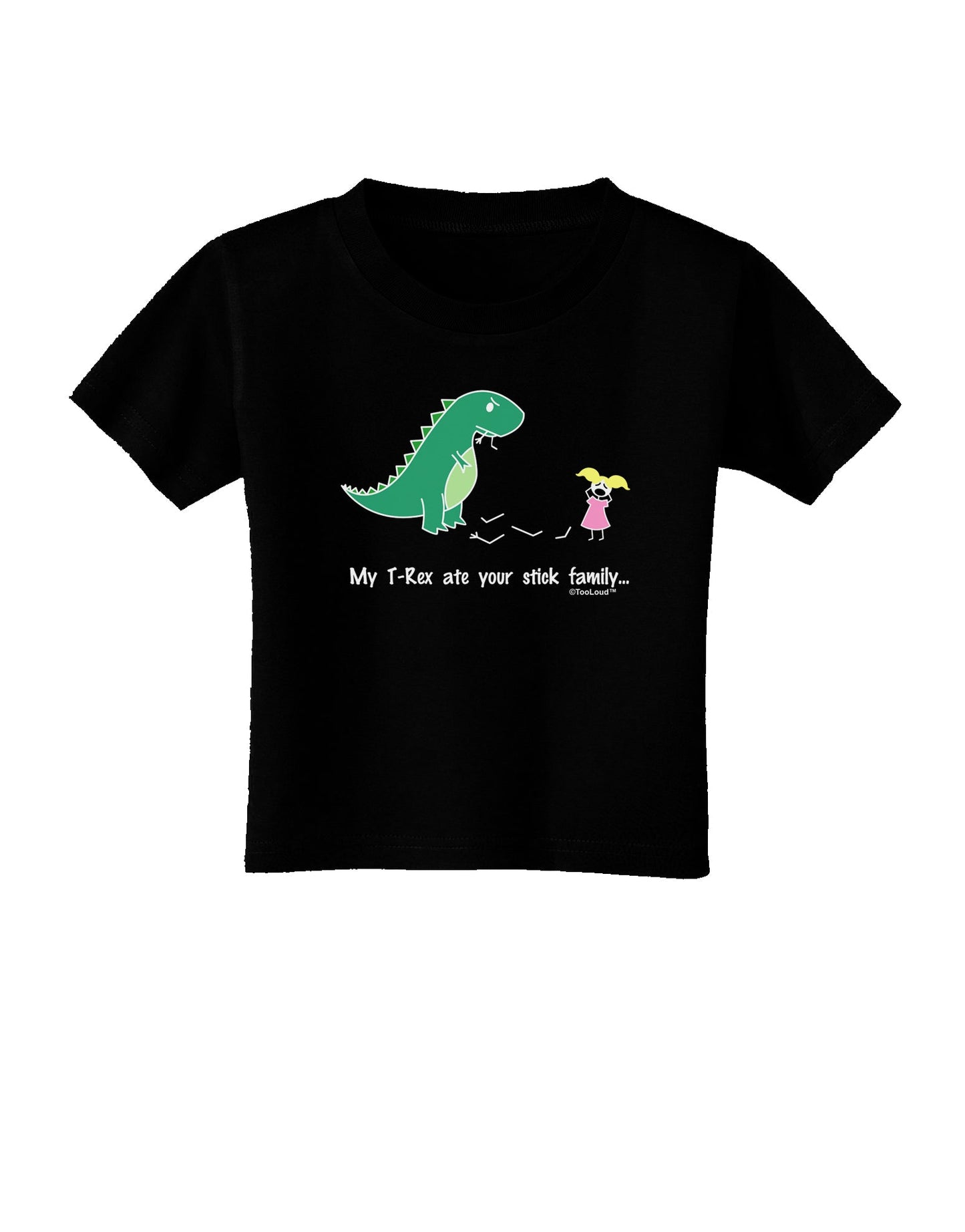My T-Rex Ate Your Stick Family - Color Toddler T-Shirt Dark by TooLoud-Toddler T-Shirt-TooLoud-Black-2T-Davson Sales