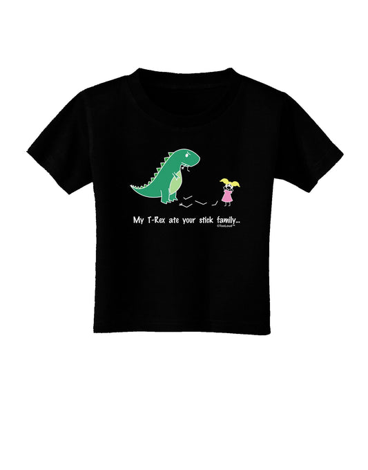 My T-Rex Ate Your Stick Family - Color Toddler T-Shirt Dark by TooLoud-Toddler T-Shirt-TooLoud-Black-2T-Davson Sales