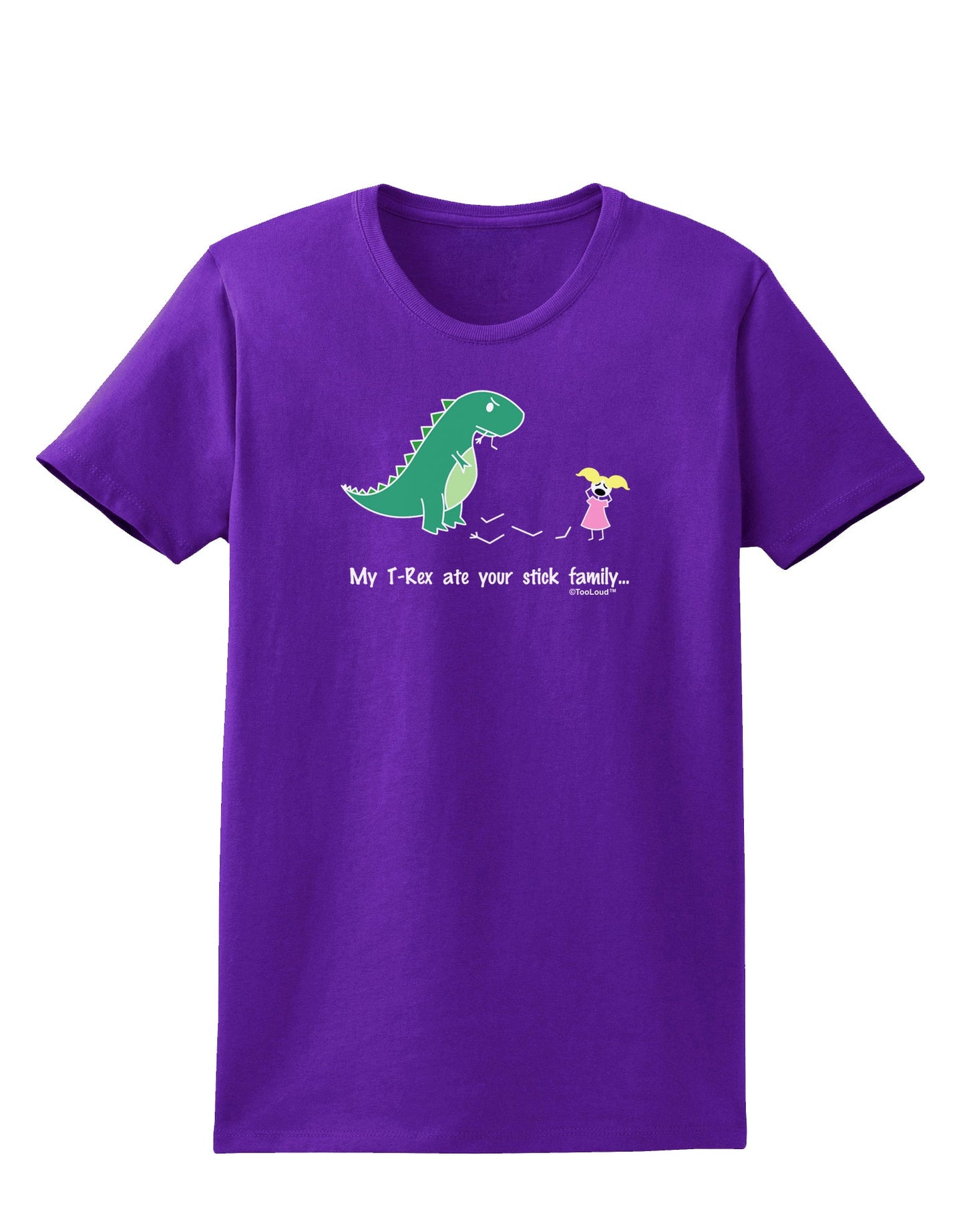 My T-Rex Ate Your Stick Family - Color Womens Dark T-Shirt by TooLoud-Womens T-Shirt-TooLoud-Purple-X-Small-Davson Sales