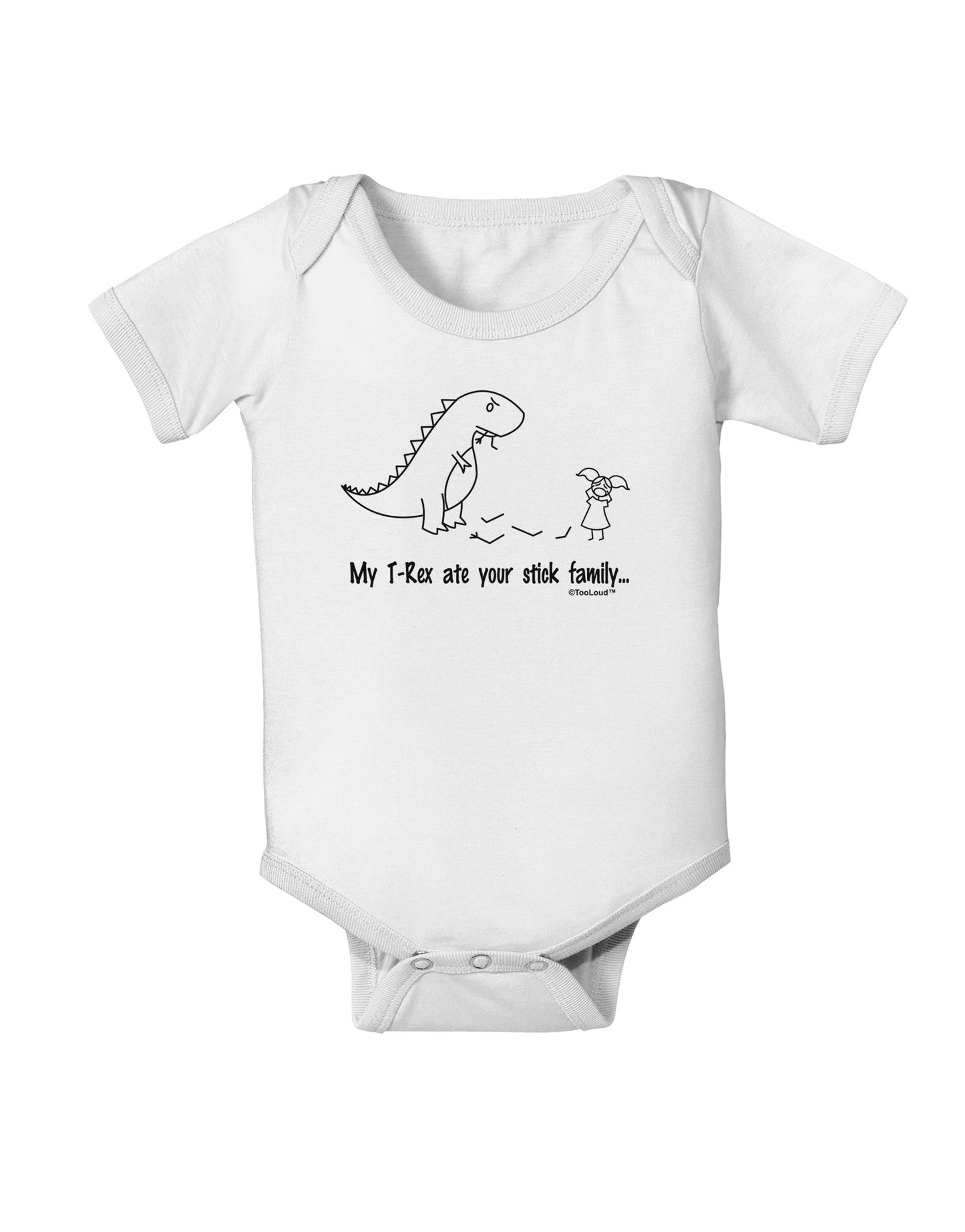 My T-Rex Ate Your Stick Family - Line Baby Romper Bodysuit by TooLoud-Baby Romper-TooLoud-White-06-Months-Davson Sales