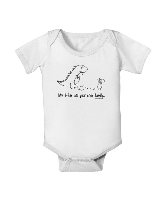 My T-Rex Ate Your Stick Family - Line Baby Romper Bodysuit by TooLoud-Baby Romper-TooLoud-White-06-Months-Davson Sales