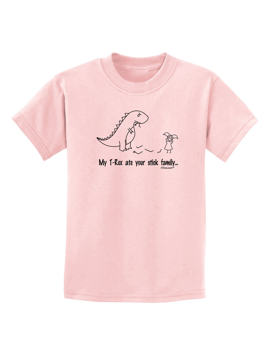 My T-Rex Ate Your Stick Family - Line Childrens T-Shirt by TooLoud-Childrens T-Shirt-TooLoud-White-X-Small-Davson Sales