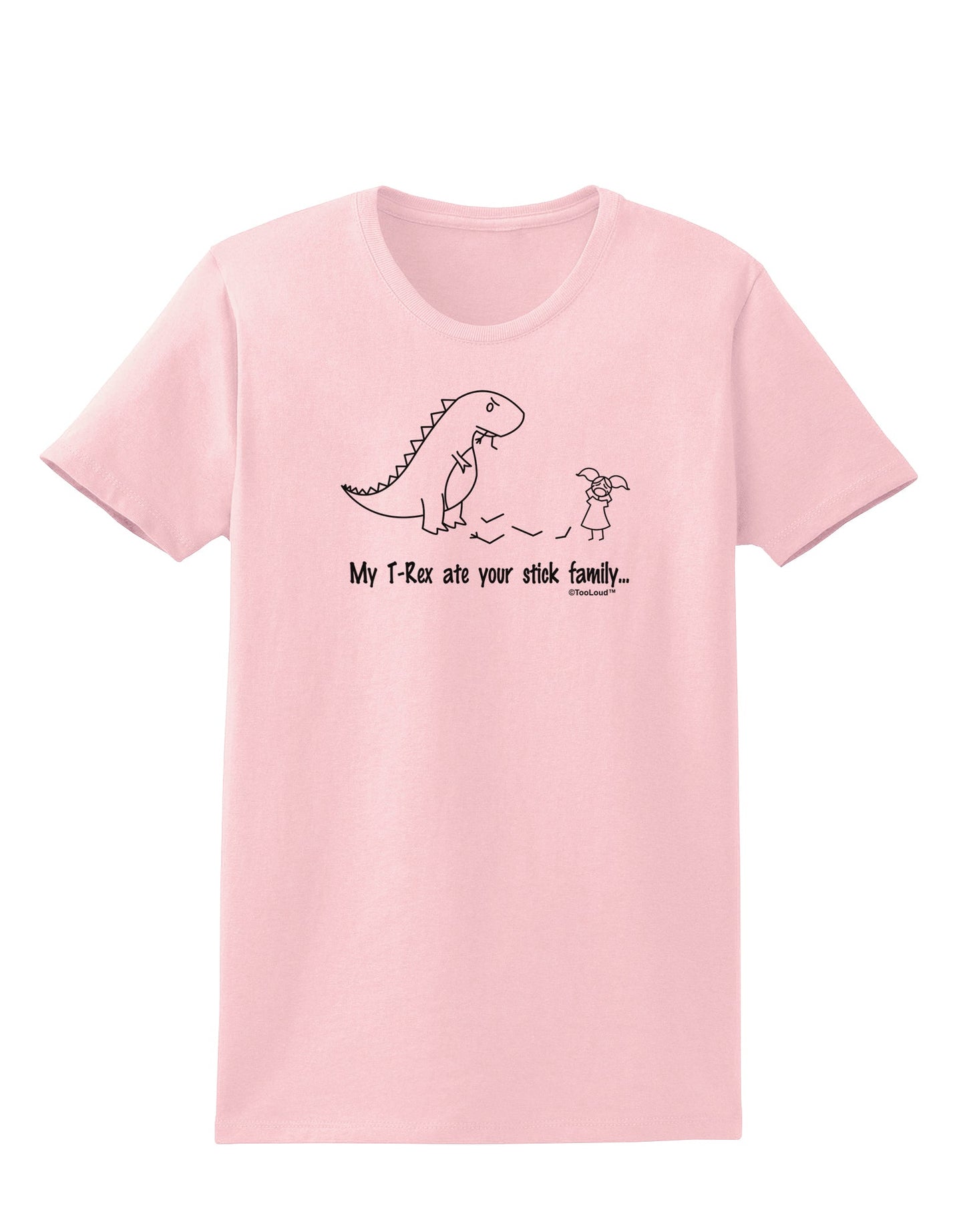 My T-Rex Ate Your Stick Family - Line Womens T-Shirt by TooLoud-Womens T-Shirt-TooLoud-PalePink-X-Small-Davson Sales