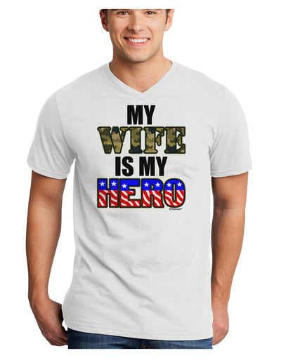 My Wife is My Hero - Armed Forces Adult V-Neck T-shirt by TooLoud-Mens V-Neck T-Shirt-TooLoud-White-Small-Davson Sales