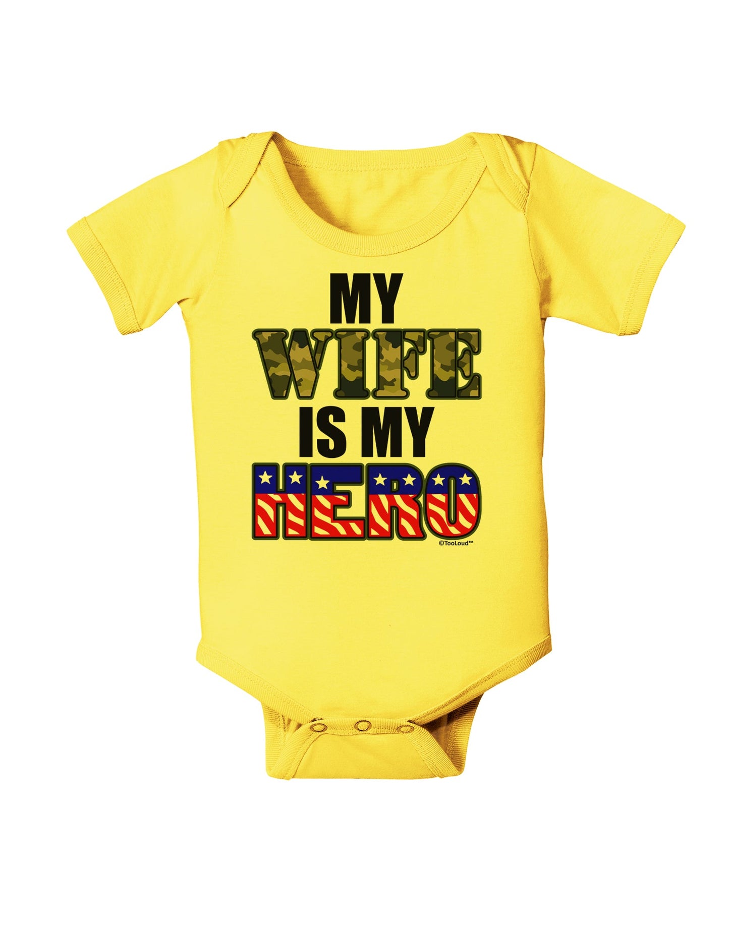 My Wife is My Hero - Armed Forces Baby Romper Bodysuit by TooLoud-Baby Romper-TooLoud-Yellow-06-Months-Davson Sales