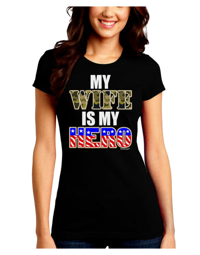 My Wife is My Hero - Armed Forces Juniors Crew Dark T-Shirt by TooLoud-T-Shirts Juniors Tops-TooLoud-Black-Juniors Fitted Small-Davson Sales