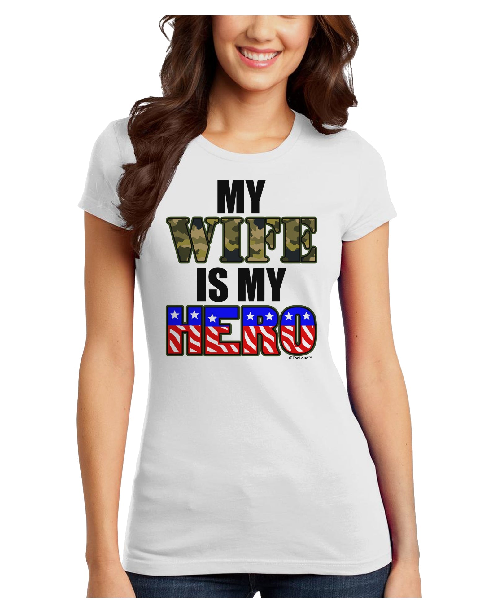 My Wife is My Hero - Armed Forces Juniors T-Shirt by TooLoud-Womens Juniors T-Shirt-TooLoud-White-Juniors Fitted X-Small-Davson Sales