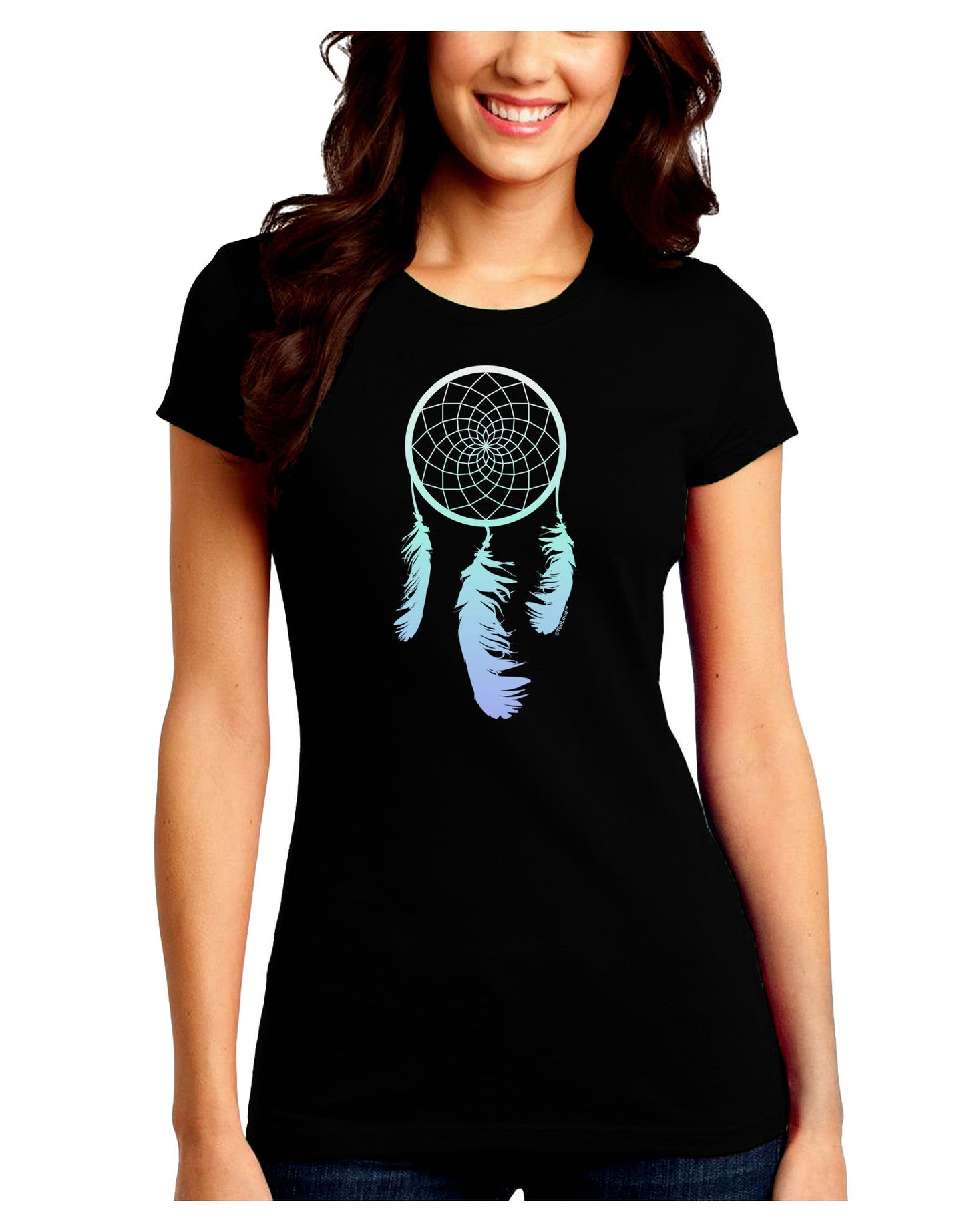 Mystic Dreamcatcher Juniors Petite Crew Dark T-Shirt-T-Shirts Juniors Tops-TooLoud-Black-Juniors Fitted Small-Davson Sales