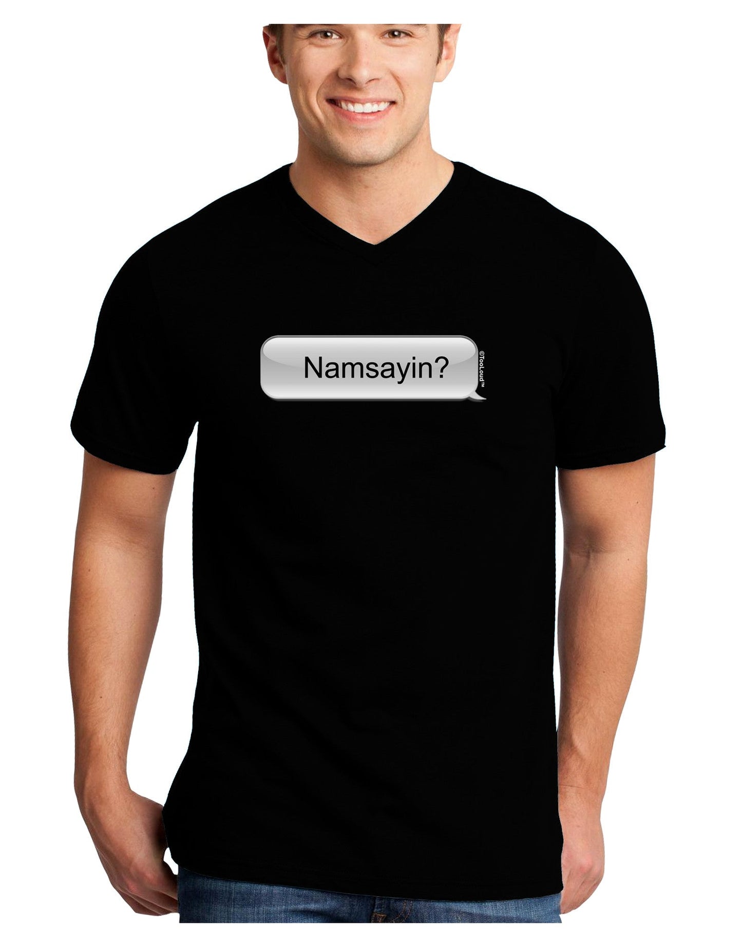 Namsayin Text Bubble Adult Dark V-Neck T-Shirt-TooLoud-Black-Small-Davson Sales