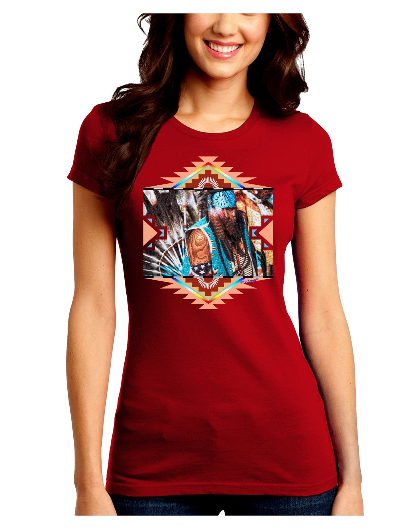 Native American Dancer 2 Juniors Petite Crew Dark T-Shirt-T-Shirts Juniors Tops-TooLoud-Red-Juniors Fitted Small-Davson Sales