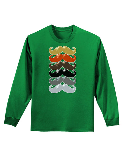 Natural Mustache Rainbow Adult Long Sleeve Dark T-Shirt-TooLoud-Kelly-Green-Small-Davson Sales