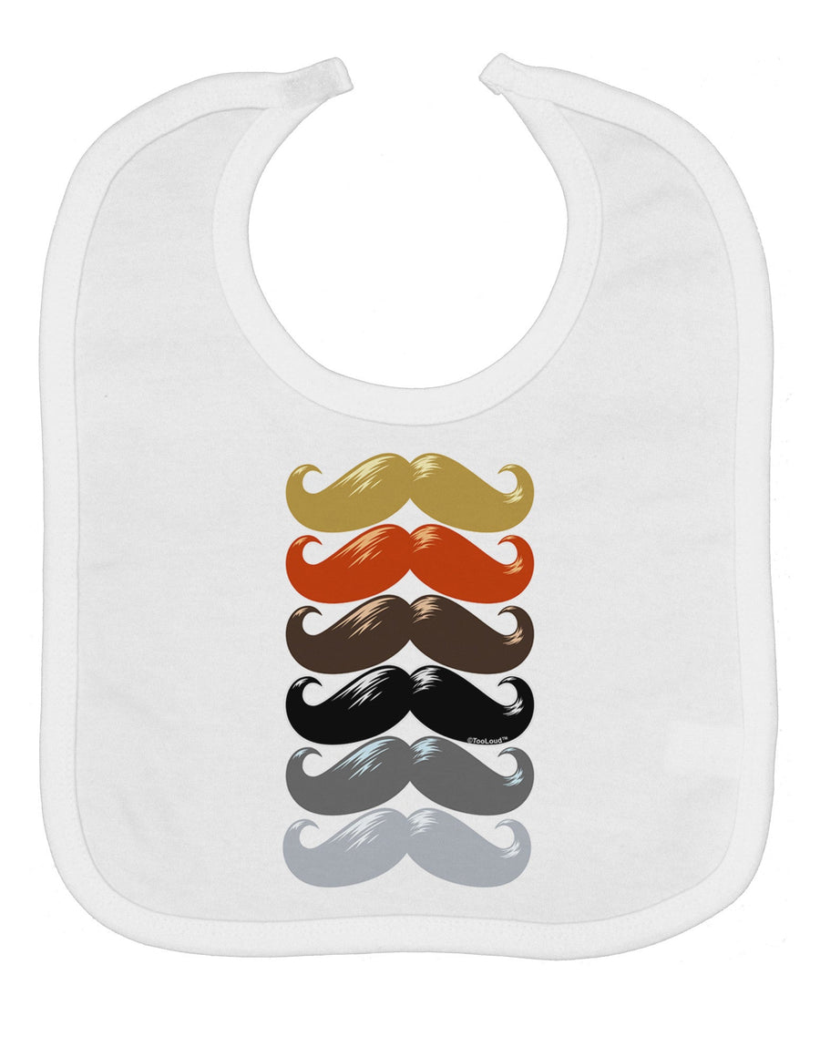 Natural Mustache Rainbow Baby Bib