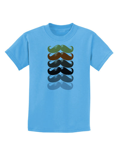 Natural Mustache Rainbow Childrens T-Shirt-Childrens T-Shirt-TooLoud-Aquatic-Blue-X-Small-Davson Sales