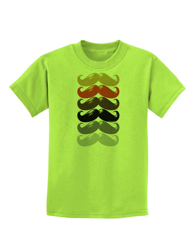 Natural Mustache Rainbow Childrens T-Shirt-Childrens T-Shirt-TooLoud-Lime-Green-X-Small-Davson Sales