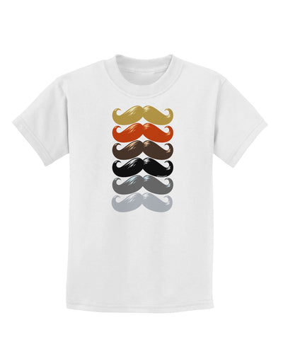 Natural Mustache Rainbow Childrens T-Shirt-Childrens T-Shirt-TooLoud-White-X-Small-Davson Sales