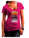 Natural Mustache Rainbow Juniors V-Neck Dark T-Shirt-Womens V-Neck T-Shirts-TooLoud-Hot-Pink-Juniors Fitted Small-Davson Sales