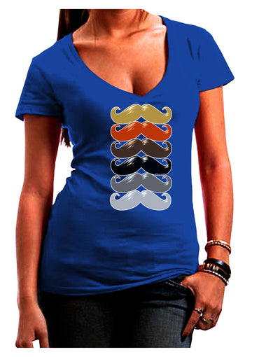 Natural Mustache Rainbow Juniors V-Neck Dark T-Shirt-Womens V-Neck T-Shirts-TooLoud-Royal-Blue-Juniors Fitted Small-Davson Sales