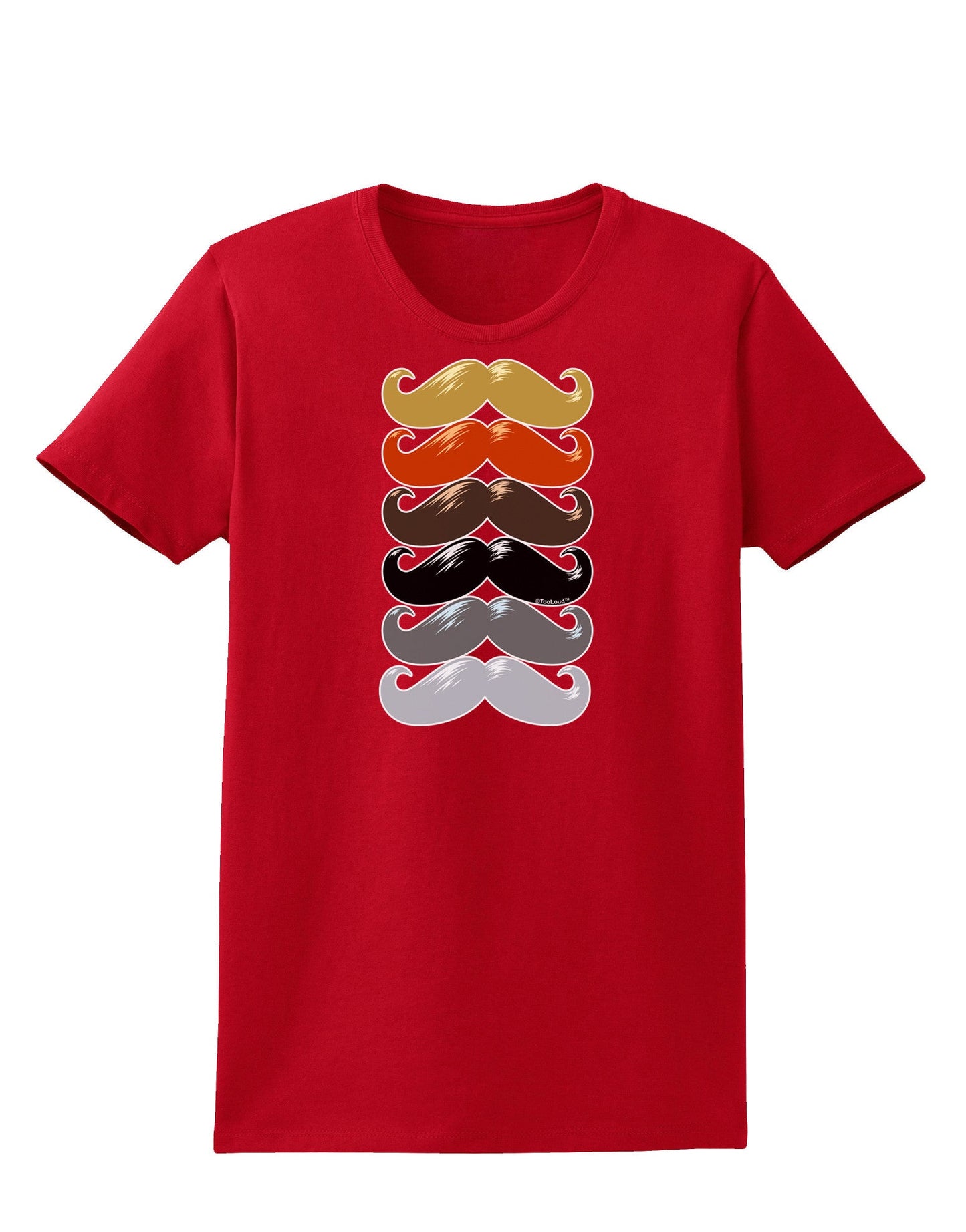 Natural Mustache Rainbow Womens Dark T-Shirt-TooLoud-Red-X-Small-Davson Sales
