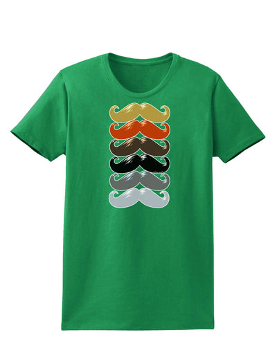 Natural Mustache Rainbow Womens Dark T-Shirt-TooLoud-Kelly-Green-X-Small-Davson Sales