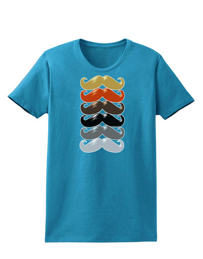 Natural Mustache Rainbow Womens Dark T-Shirt-TooLoud-Turquoise-X-Small-Davson Sales