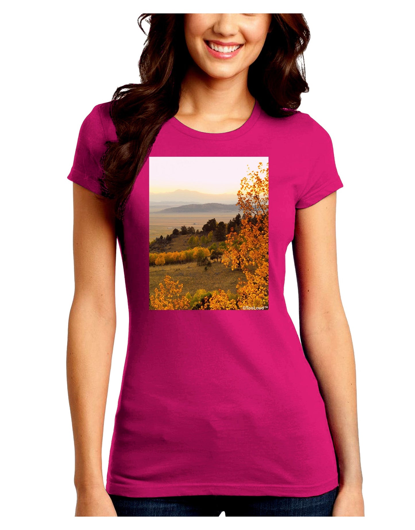 Nature Photography - Gentle Sunrise Juniors Petite Crew Dark T-Shirt-T-Shirts Juniors Tops-TooLoud-Hot-Pink-Juniors Fitted Small-Davson Sales