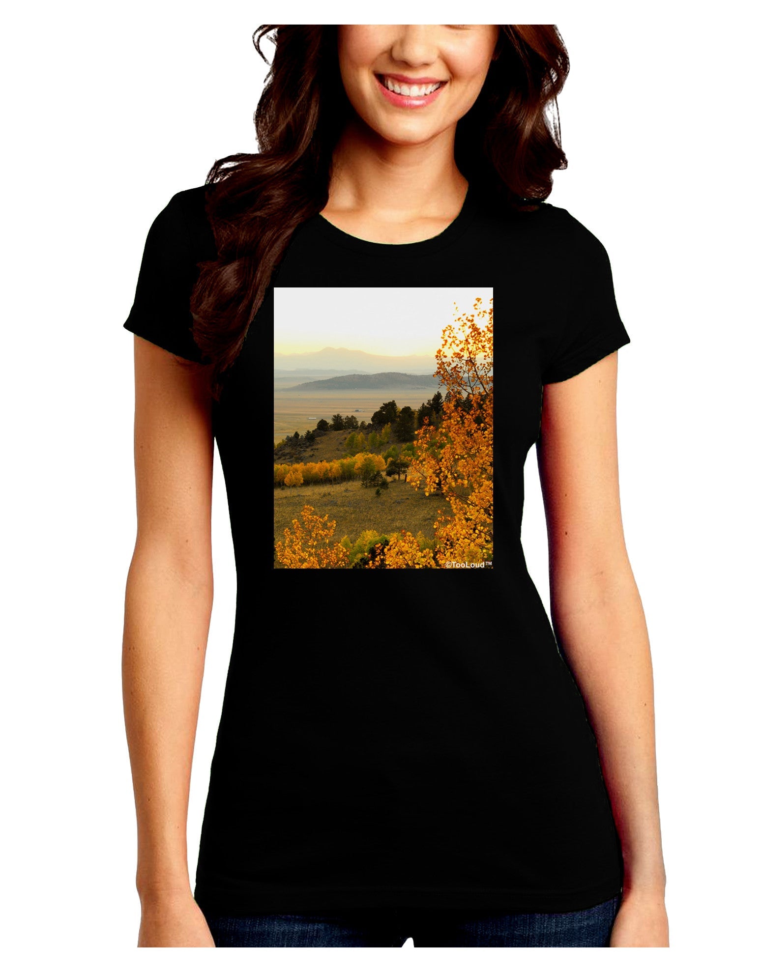 Nature Photography - Gentle Sunrise Juniors Petite Crew Dark T-Shirt-T-Shirts Juniors Tops-TooLoud-Black-Juniors Fitted Small-Davson Sales