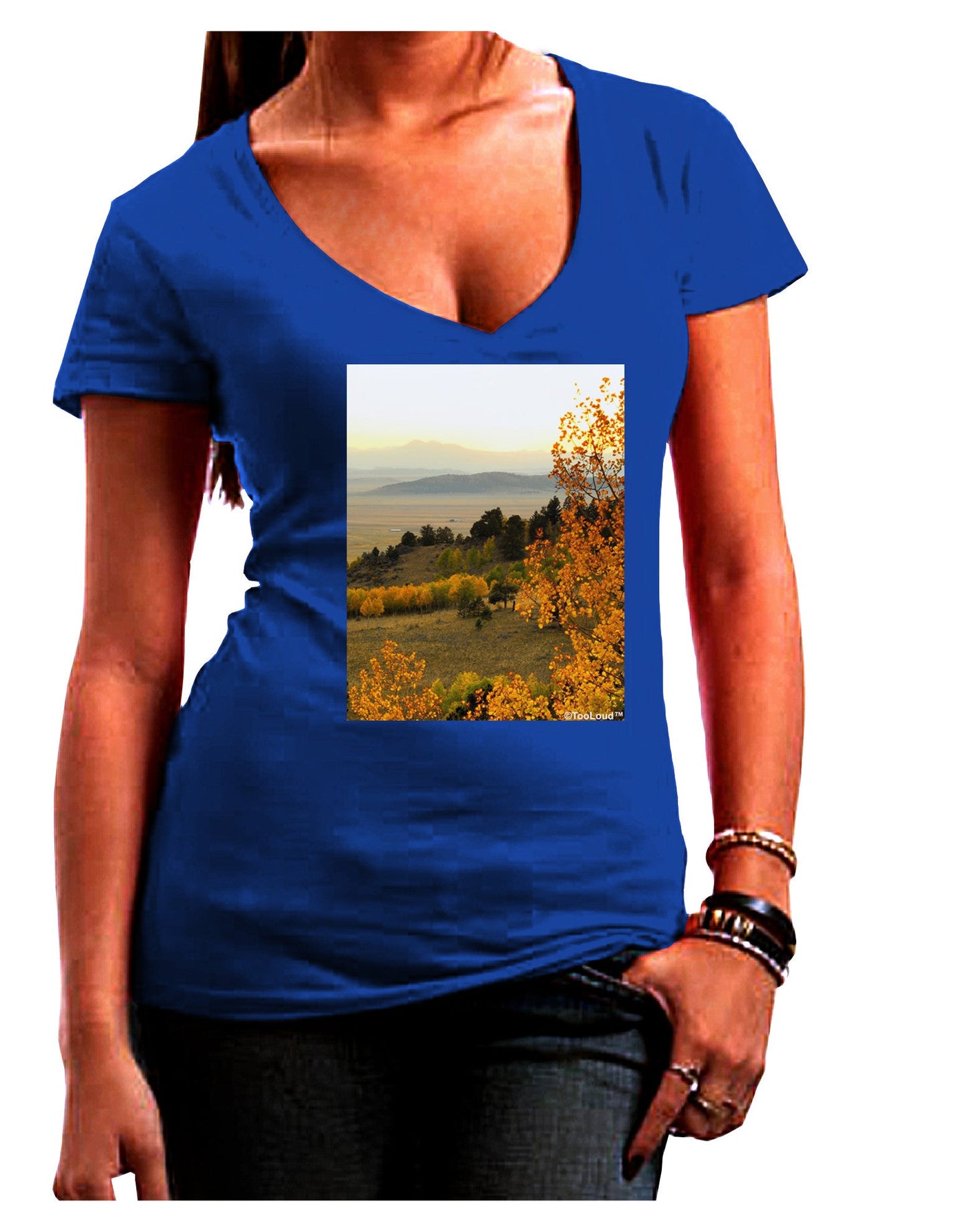 Nature Photography - Gentle Sunrise Womens V-Neck Dark T-Shirt-Womens V-Neck T-Shirts-TooLoud-Royal-Blue-Juniors Fitted Small-Davson Sales