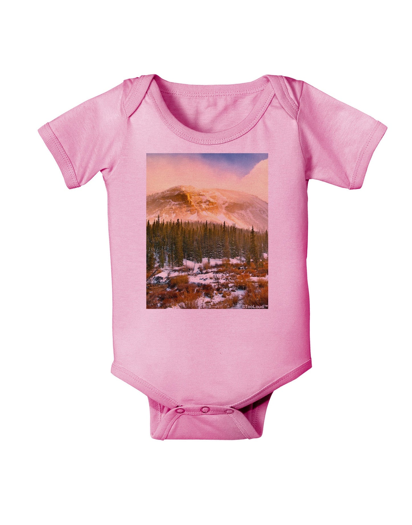 Nature Photography - Mountain Glow Baby Romper Bodysuit by-Baby Romper-TooLoud-Pink-06-Months-Davson Sales