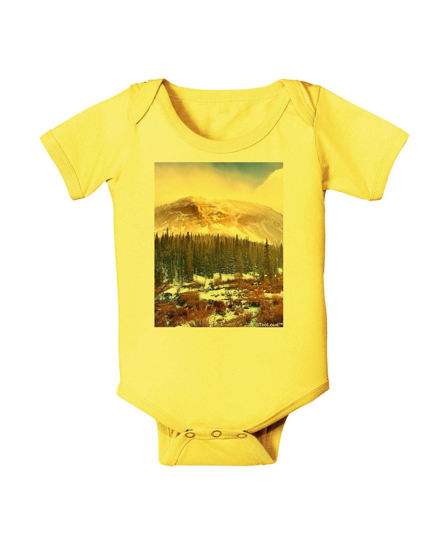 Nature Photography - Mountain Glow Baby Romper Bodysuit by-Baby Romper-TooLoud-Yellow-06-Months-Davson Sales