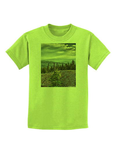 Nature Photography - Pine Kingdom Childrens T-Shirt-Childrens T-Shirt-TooLoud-Lime-Green-X-Small-Davson Sales