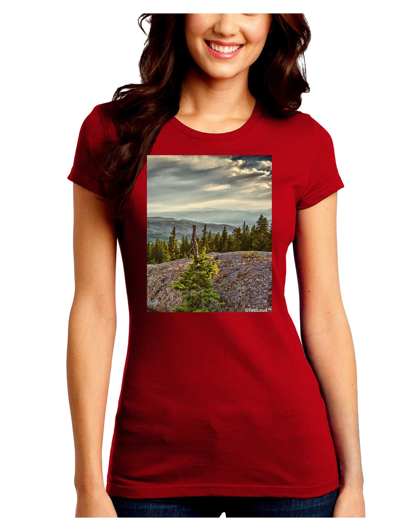 Nature Photography - Pine Kingdom Juniors Petite Crew Dark T-Shirt-T-Shirts Juniors Tops-TooLoud-Red-Juniors Fitted Small-Davson Sales