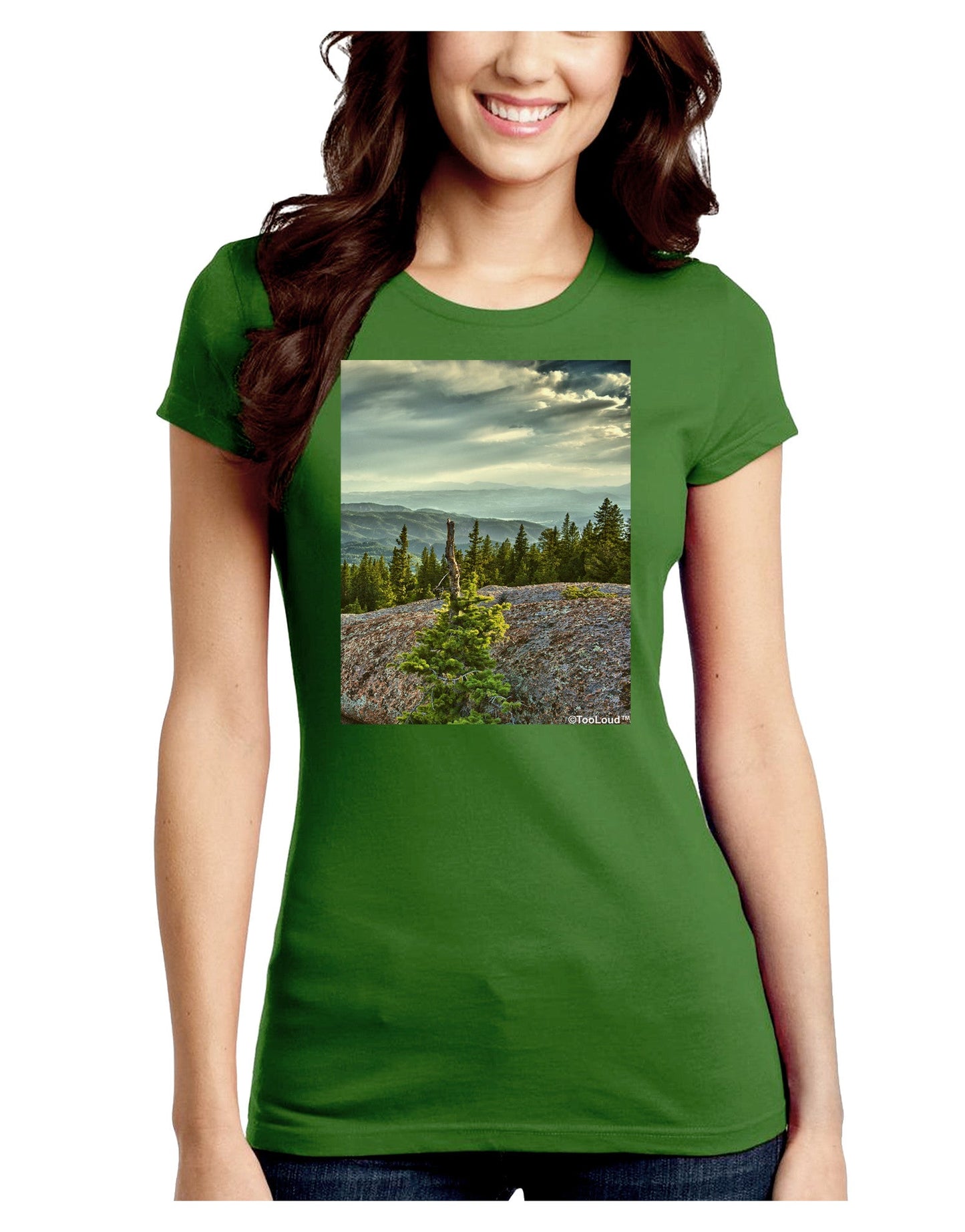 Nature Photography - Pine Kingdom Juniors Petite Crew Dark T-Shirt-T-Shirts Juniors Tops-TooLoud-Kiwi-Green-Juniors Fitted Small-Davson Sales