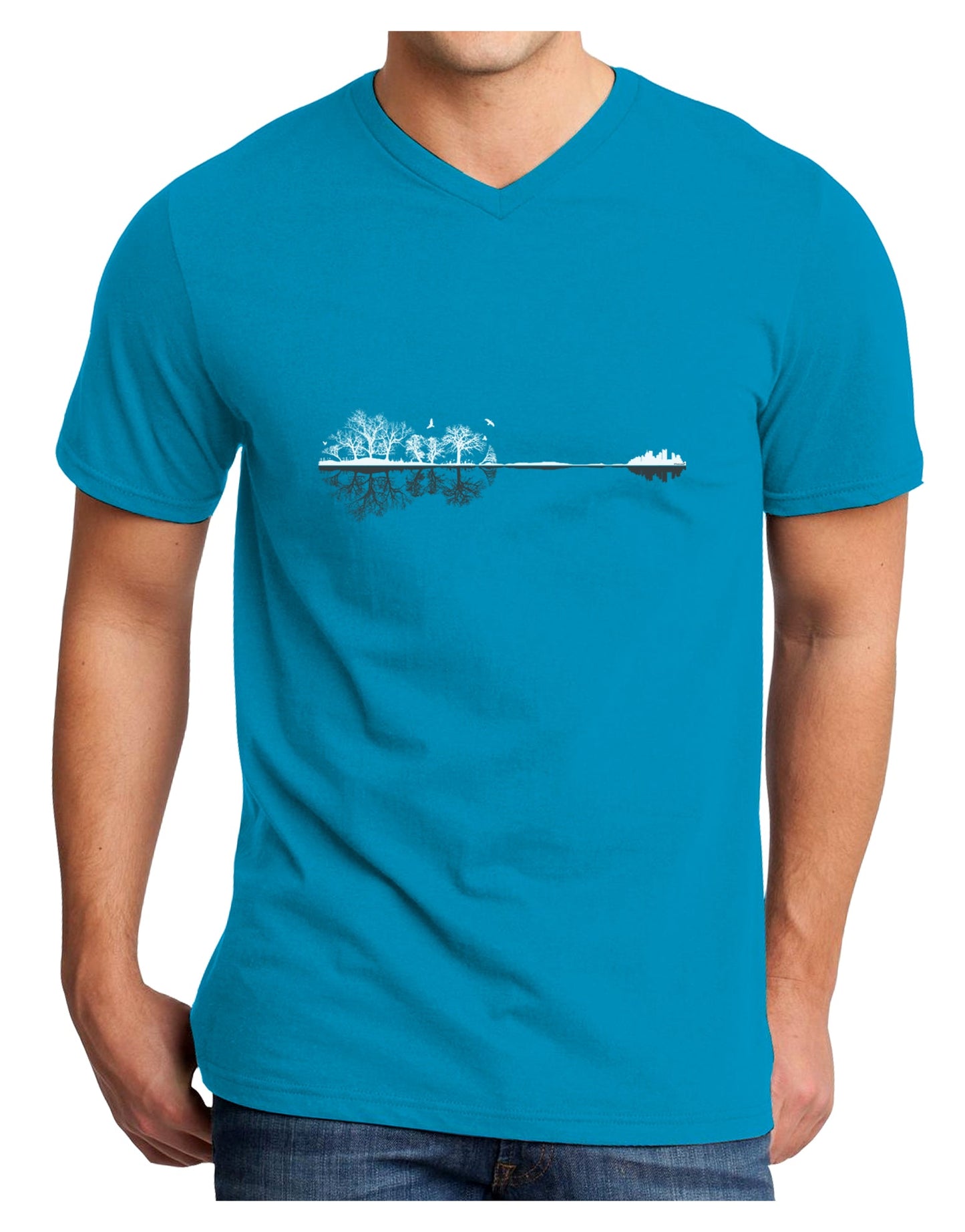 Nature's Harmony Guitar Adult Dark V-Neck T-Shirt by TooLoud-Mens T-Shirt-TooLoud-Turquoise-Small-Davson Sales
