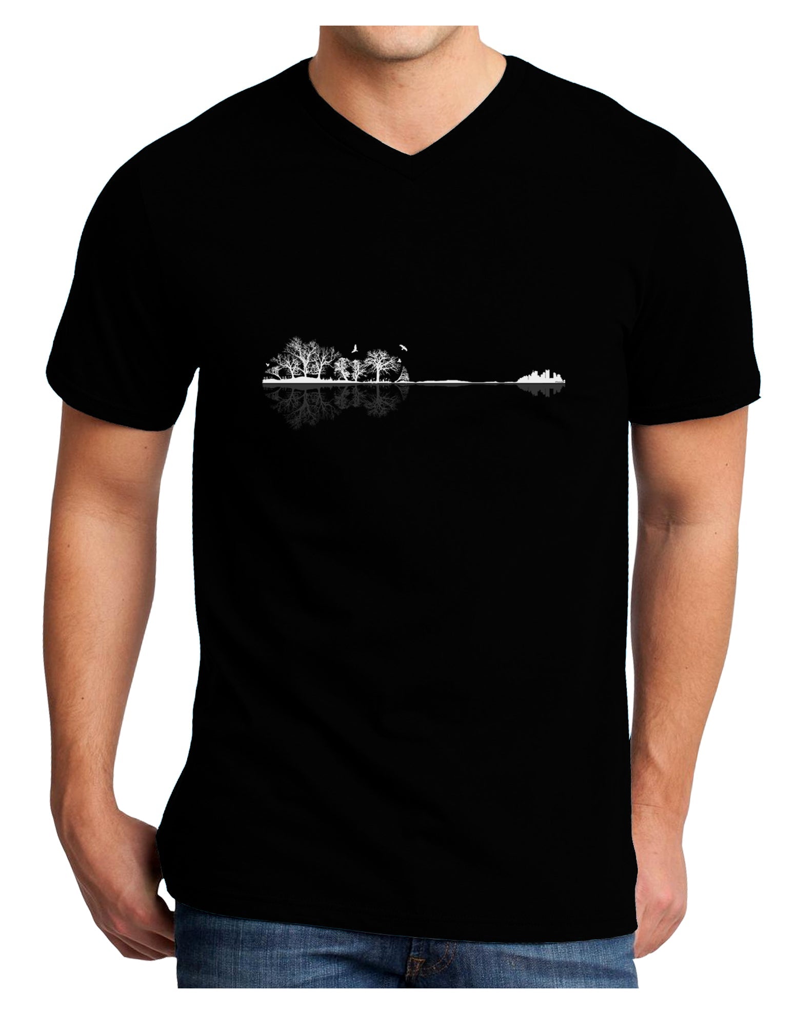 Nature's Harmony Guitar Adult Dark V-Neck T-Shirt by TooLoud-Mens T-Shirt-TooLoud-Black-Small-Davson Sales