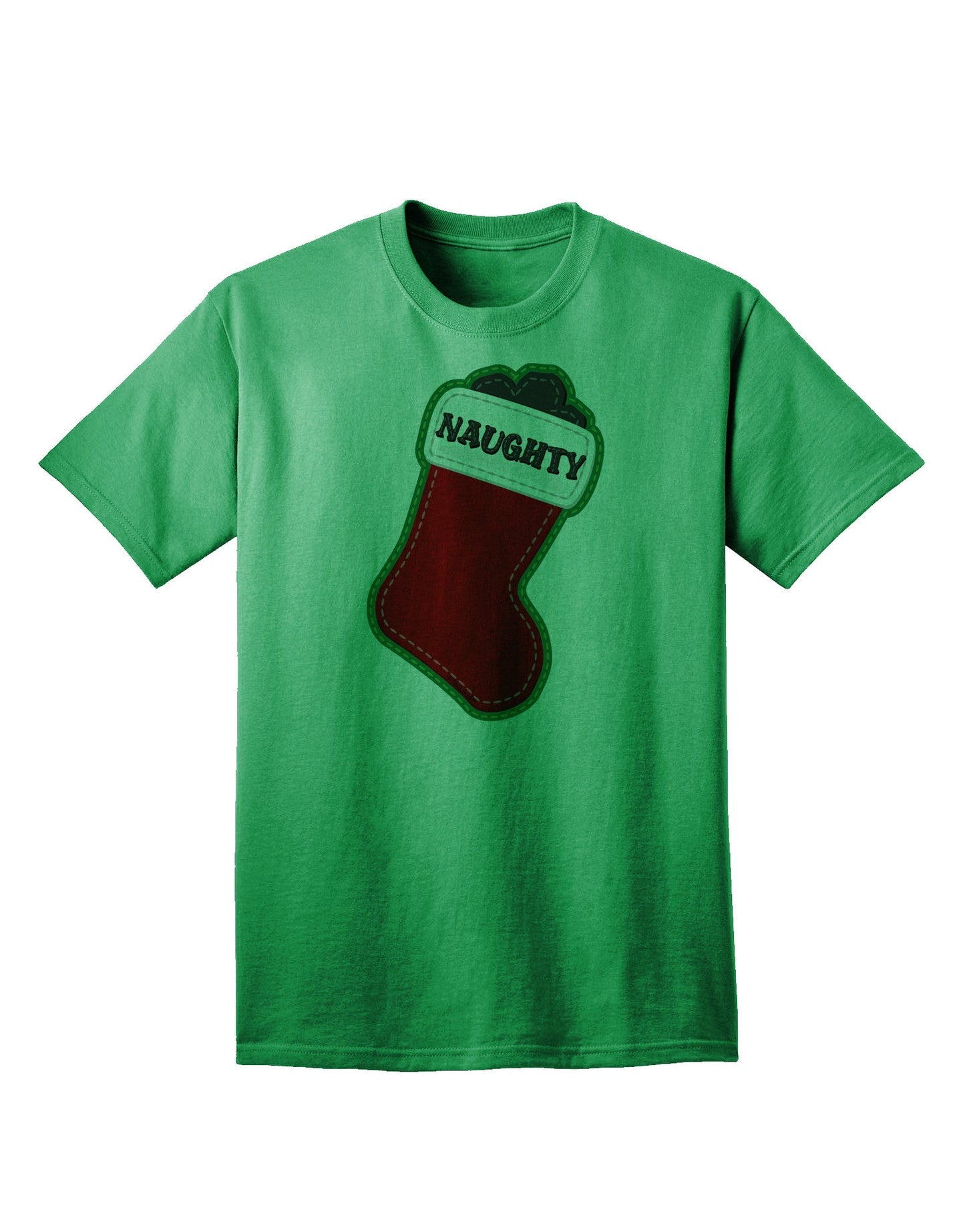 Naughty Coal: Adorable Christmas Stocking Themed Adult T-Shirt for Festive Fun-Mens T-shirts-TooLoud-Kelly-Green-Small-Davson Sales