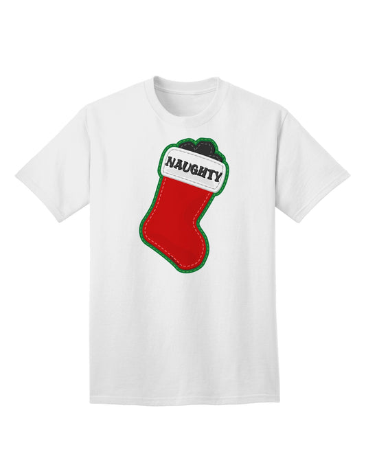 Naughty Coal: Adorable Christmas Stocking Themed Adult T-Shirt for Festive Fun-Mens T-shirts-TooLoud-White-Small-Davson Sales