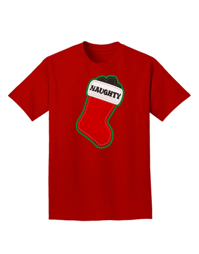 Naughty Coal Cute Christmas Stocking Adult Dark T-Shirt-Mens T-Shirt-TooLoud-Red-Small-Davson Sales