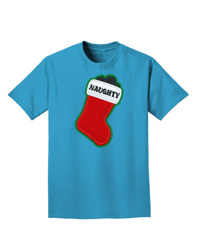 Naughty Coal Cute Christmas Stocking Adult Dark T-Shirt-Mens T-Shirt-TooLoud-Turquoise-Small-Davson Sales