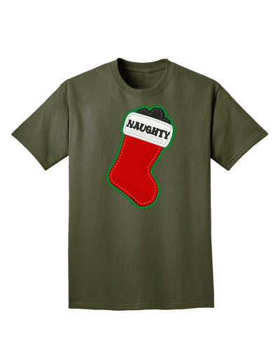 Naughty Coal Cute Christmas Stocking Adult Dark T-Shirt-Mens T-Shirt-TooLoud-Military-Green-Small-Davson Sales