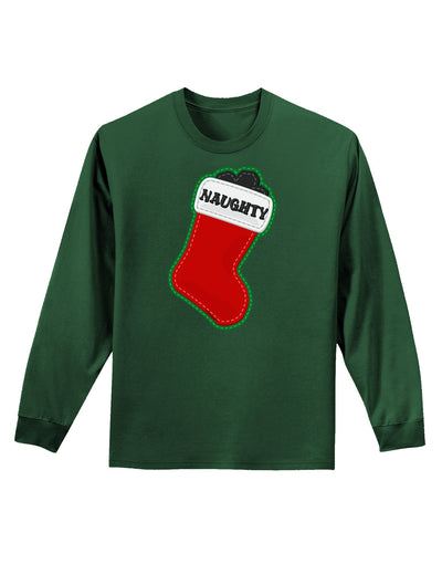 Naughty Coal Cute Christmas Stocking Adult Long Sleeve Dark T-Shirt-TooLoud-Dark-Green-Small-Davson Sales