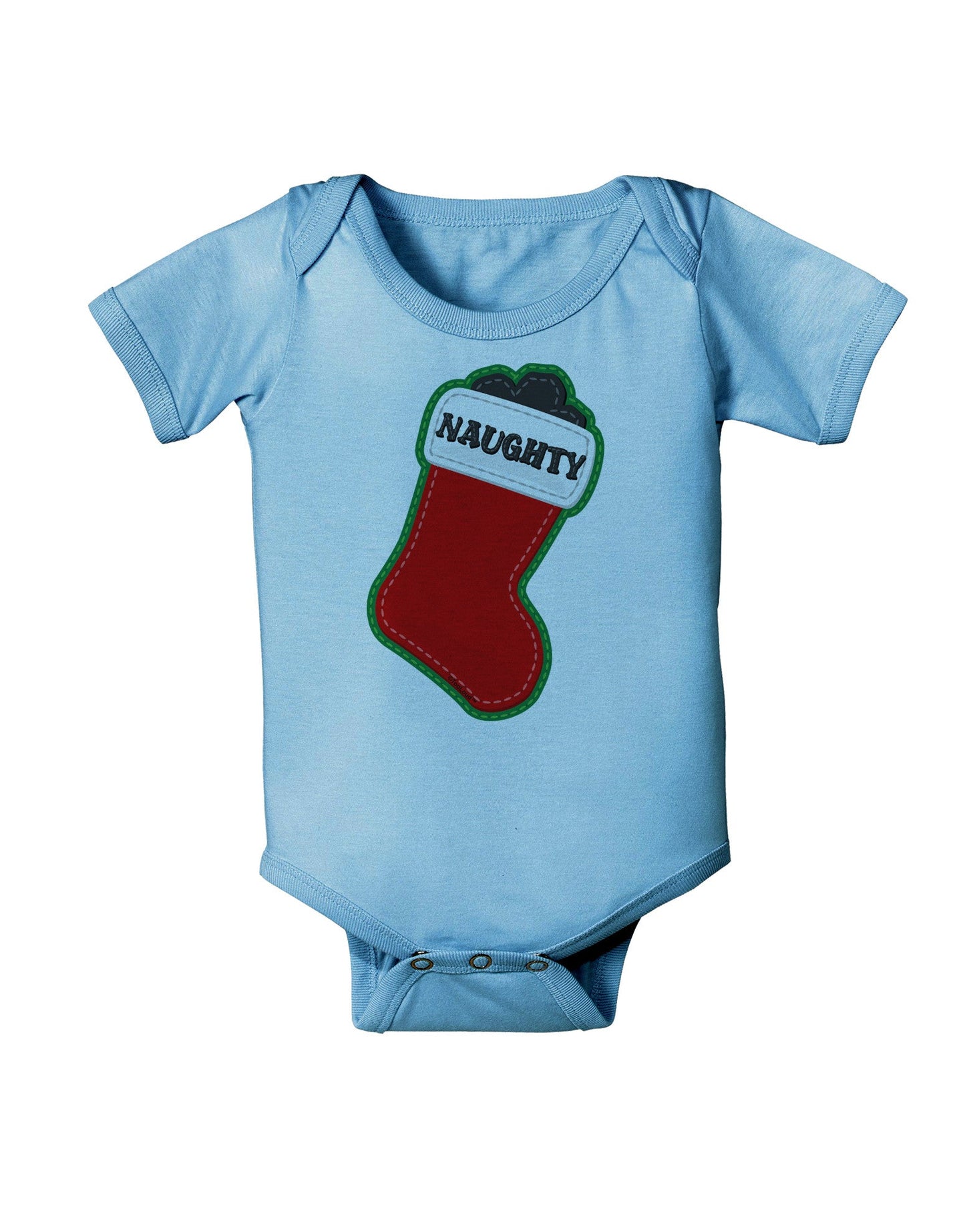 Naughty Coal Cute Christmas Stocking Baby Romper Bodysuit-Baby Romper-TooLoud-Light-Blue-06-Months-Davson Sales