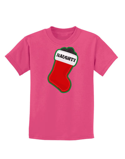 Naughty Coal Cute Christmas Stocking Childrens Dark T-Shirt-Childrens T-Shirt-TooLoud-Sangria-X-Small-Davson Sales