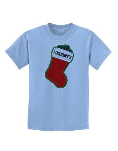 Naughty Coal Cute Christmas Stocking Childrens T-Shirt-Childrens T-Shirt-TooLoud-Light-Blue-X-Small-Davson Sales