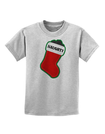 Naughty Coal Cute Christmas Stocking Childrens T-Shirt-Childrens T-Shirt-TooLoud-AshGray-X-Small-Davson Sales